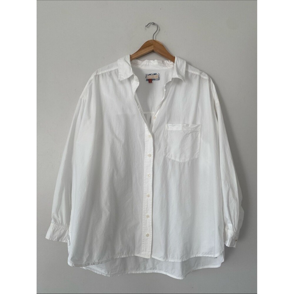 Pilcro Natural White Oversized Cotton Shirt Sz XL Closet Staple Minimalist Chic - Picture 2 of 14